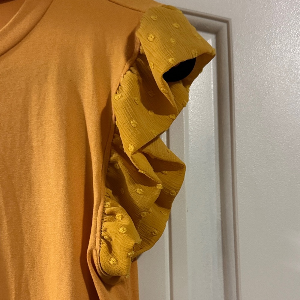 Mustard Ruffle Sleeve Tee - Picture 2 of 3
